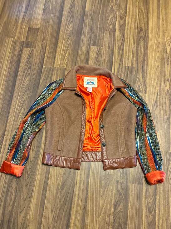 Flying Tomato Jackets & Blazers - Flying Tomato Boho Mixed Media Wool Blend Jacket with Knit Sleeves and Faux Leat